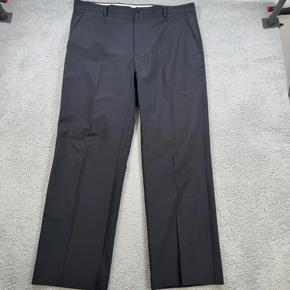 FootJoy FJ Mens 40x32 Black Pants Flat Front Polyester Spandex‎ Golf